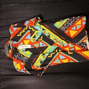 Reason's men's black abstract black button down shirt. Size small